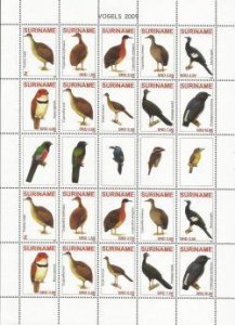 Suriname Surinam 2009 Tropical birds sheetlets of 2 sets with labels MNH