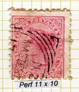 NEW ZEALAND; 1895-97 classic QV Side Facer issue Perf 10x11. used Shade 1d.