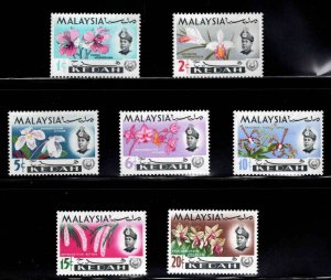 MALAYSIA Kedah Scott 106-112 MH* Orchid Flower stamp set 1965