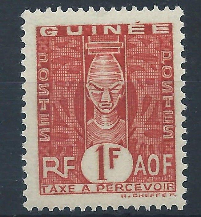 FRENCH GUINEA 1938 SG D169 1f - red Native Doll Postage Due Mint MNH