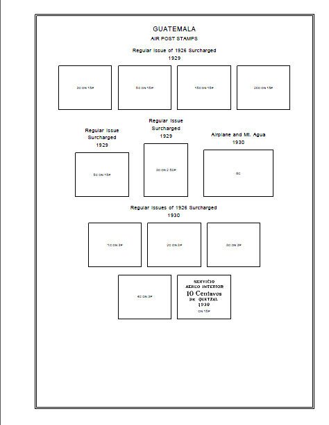 PRINTED GUATEMALA [CLASS.] 1871-1940 STAMP ALBUM PAGES (38 pages)