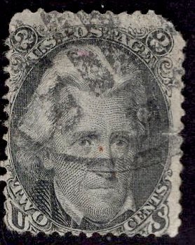 US Stamp #73 2c Black Jackson USED SSCV $65. Paid Cancel!