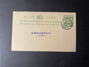 1896 British East Africa Protectorate Postcard Cover Lamu Local Use