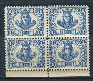 SWEDEN; 1887 classic Stockholms Stadspost Local issue MINT MNH 1ore. BLOCK