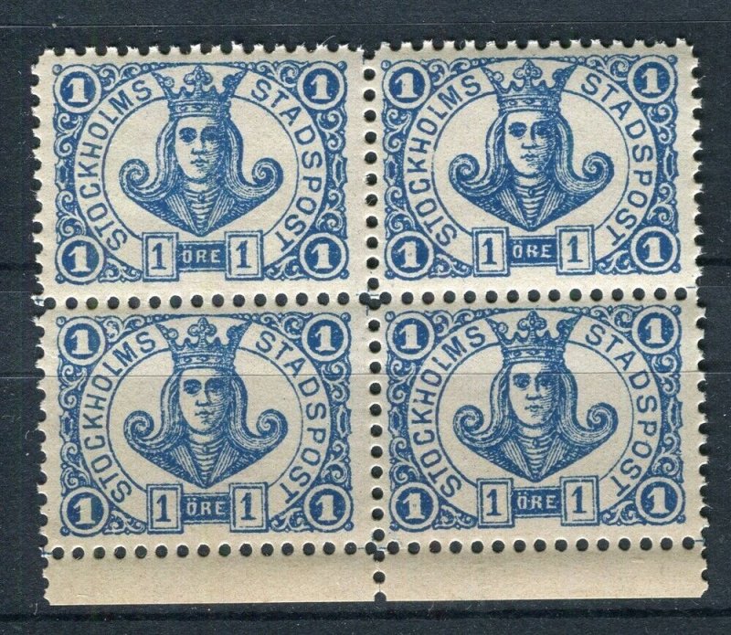 SWEDEN; 1887 classic Stockholms Stadspost Local issue MINT MNH 1ore. BLOCK