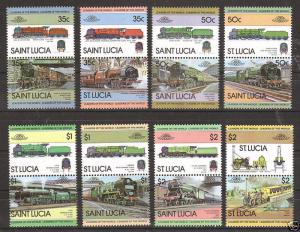 St. Lucia Sc 617-624 MNH. 1983 Locomotives, se-tenant pairs, complete set, VF