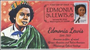 22-022, 2022, Edmonia Lewis, First Day Cover, Pictorial Postmark, Black Heritage