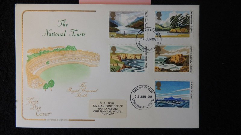 GB FDC Cotswold 1981 national trust bath glenfinnan derwent water wales