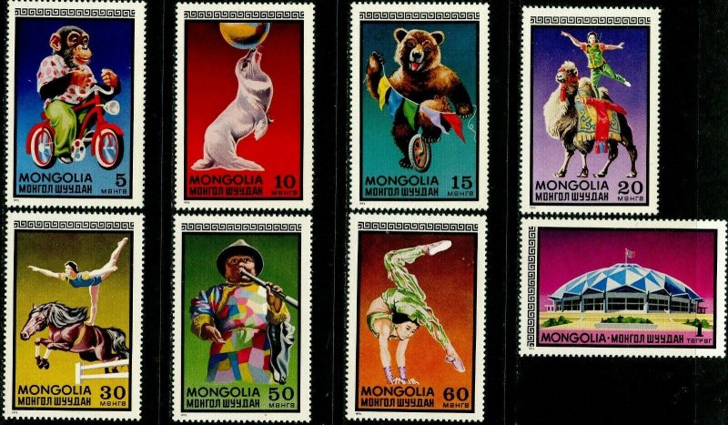 MONGOLIA Sc#707-714 1973 Circus Complete Set OG Mint NH