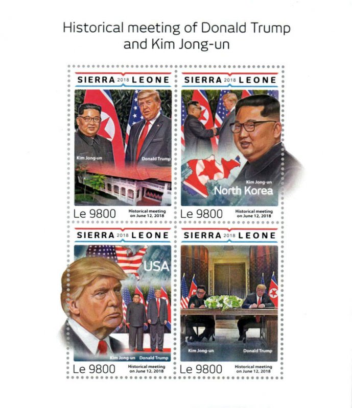 Sierra Leone Donald Trump Stamps 2018 MNH Kim Jong-un Famous People 4v M/S 