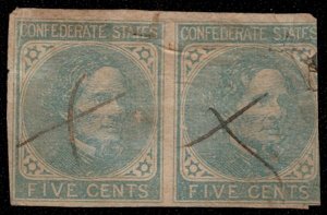 USA Confederate #7 F/VF, used, Pair, small wrinkles, nice pair Retail $45