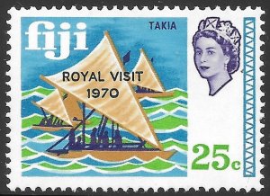 Fiji Scott 288 MNH 25c Outrigger Canoe Royal Visit Overprint issue of 1970, QEII