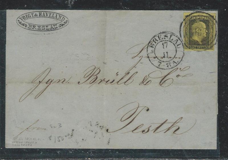 GERMANY PRUSSIA (P1906B) EARLY LETTER FROM BRESLAU  SC 3