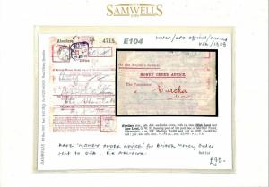 GB Wales MONEY ORDER ADVICE GPO Stationery *Aberdare* 1908 {samwells-covers}E104