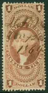EDW1949SELL : USA 1862 Scott #R74c Very Fine, Used. Nice stamp. Catalog $325.00.