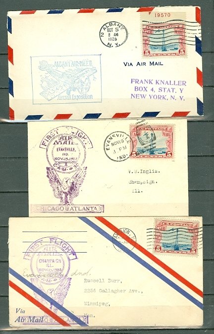 US 1928 LOT of (3) FIRST FLIGHT COVERS..#C11