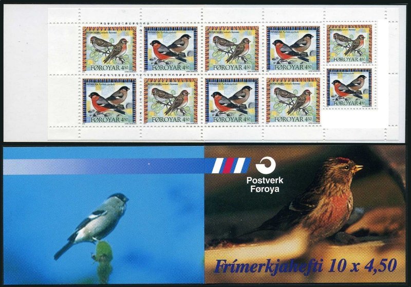 Faroe 313-314a booklet,MNH.Michel 315-316. Birds 1997. Birds:Pyrhulla,Carduelis.