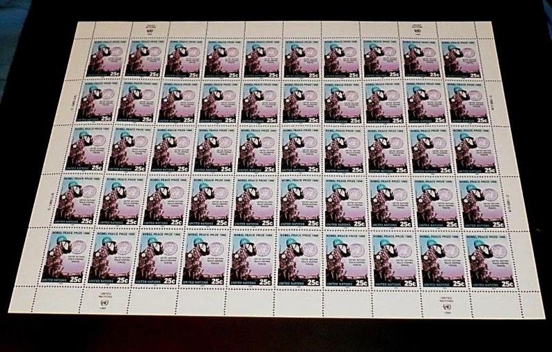 U.N. 1989, NEW YORK #548, NOBEL PEACE PRIZE, MNH, SHEET OF 50, NICE! LQQK!