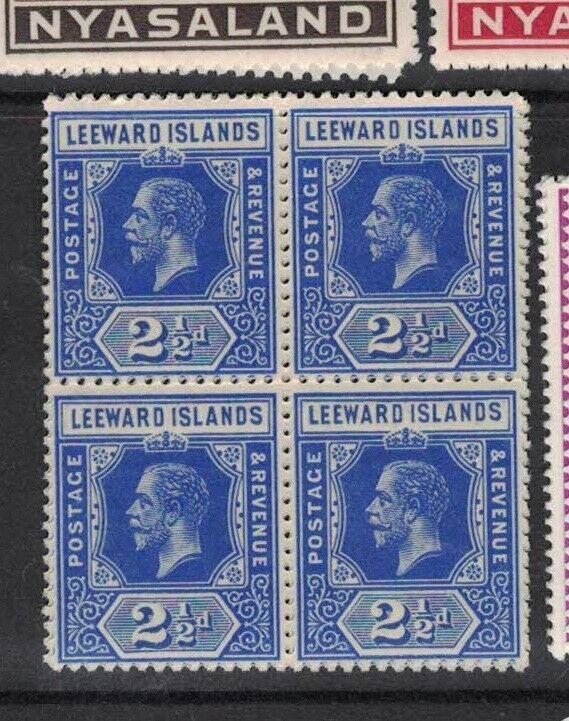 Leeward Islands SG 50 Block of Four MNH (5dvj)