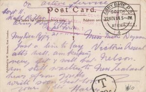 South West Africa 1914 WWI Postage Due APO Luderitzbucht Postcard to New Zealand