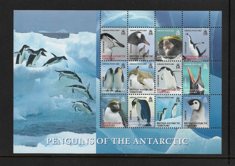 PENGUINS - BRITISH ANTARCTIC TERRITORY #C4  SHEET OF 12   MNH