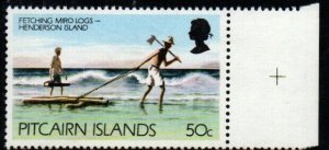 PITCAIRN ISLANDS SG182w 1977 50c ISLAND CHURCH WMK CROWN TO RIGHT OF CA MNH