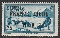 1942 St. Pierre and Miquelon - Sc 229 - MH VF - 1 single - FNFL overprint