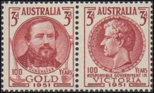 Australia #245a, Complete Set, Pair, 1951, Never Hinged