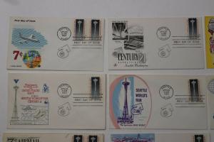 Seattle World's Fair 1962 lot official FDC cachet 13 Century 21 Expo sticker