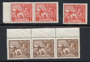 GREAT BRITAIN 1924 SCOTT #195/96  BRITISH EMPIRE EXHIBITION LOT OF THREE MINT NH