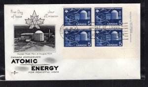 Canada #449  LR PB (1966 Atomic Energy) Rosecraft cachet FDC unaddressed