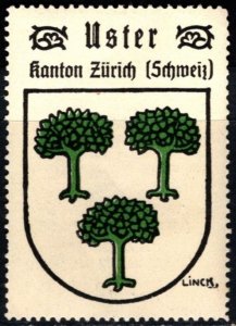 Vintage Switzerland Poster Stamp Kaffee HAG Uster, Canton of Zurich Switzerland