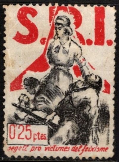 1930's Spain Charity Poster Stamp 25 Pesetas Spanish Civil War Victims o...