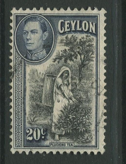 Ceylon #283 Used  1938  Single 20c Stamp