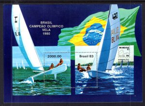 Brazil Braisliana 83 Sailboats Footnoted Souvenir Sheet MNH VF