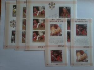 HAITI 5 SHEETS IMPERF BENEDICT POPES POPE Writing in Spanish