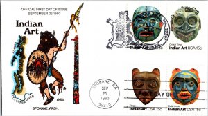 KAPPYSstamps FDC COLLINS 1980 - SCOTT 1834-7 INDIAN MASKS  FDC27