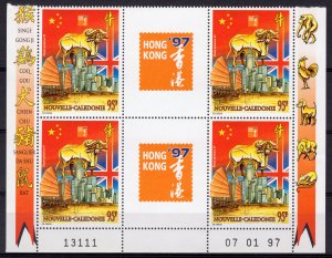 New Caledonia 1997 Sc#C284  Year of the Ox-HK'97 Block of 4   Perforated MNH