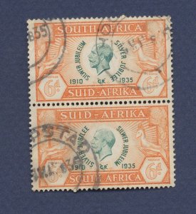SOUTH AFRICA  - Scott 71  - used  vertical pair -  King George V - 1930