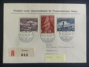 1949 Vaduz Lichtenstein First Day cover to Langenthal # 240-242 Complete Set 2