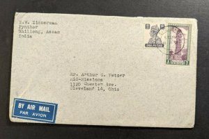 1951 Shillong Assam India Airmail Cover to Cleveland OH USA