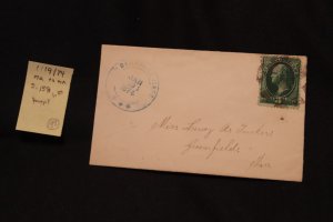 Scott US 158 on cover Gilbertville MA (DPO & fancy) to Greenfield MA (#92)