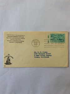 1949 Annapolis Tercentenary 3c First day cover. Annapolis post mark to Fresno.