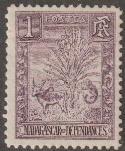 Madagascar, stamp, Scott#63, mint, hinged,  1f,