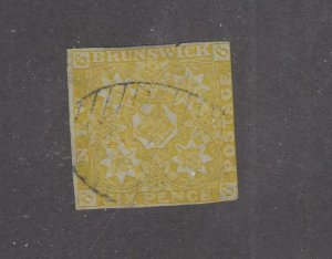 NEW BRUNSWICK # 2 6d WITH A FAINT GRID/GRILL CANCEL CAT VAL $1600 (NBBM44)