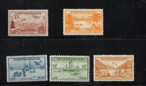 Newfoundland #C13 - #C17 Very Fine Mint Lightly Hinged Set