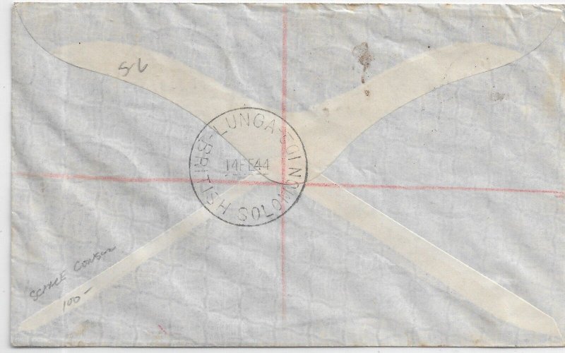 1944 Lunga, British Solomon Islands to Wellington, New Zealand Regis... (C5974)