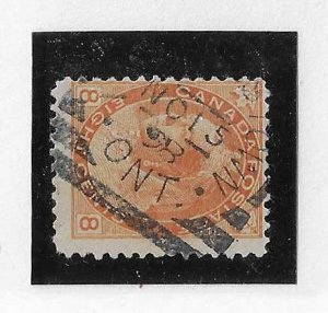 Canada Sc #82 8c Victoria numeral used with Williamstown squared circle VF