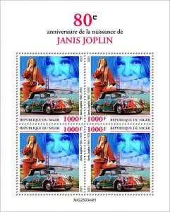 NIGER - 2023 - Janis Joplin - Perf 4v Sheet - Mint Never Hinged