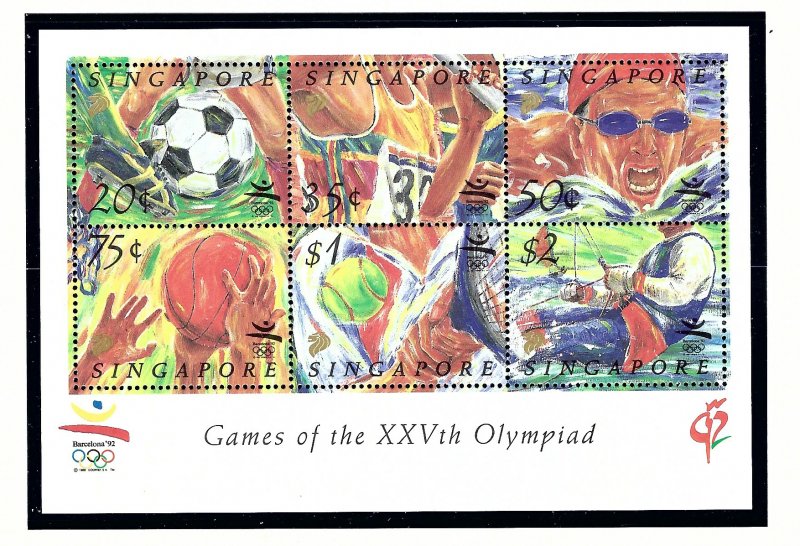 Singapore 626a MNH 1992 Olympics  S/S          (KA)